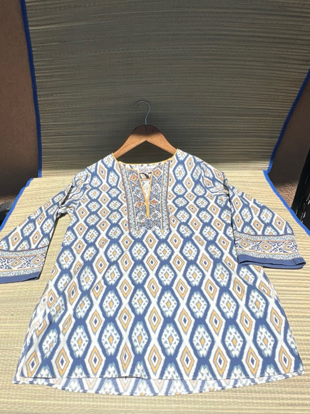 Bella Tu Quinn Ikat Printed Tunic Top Small